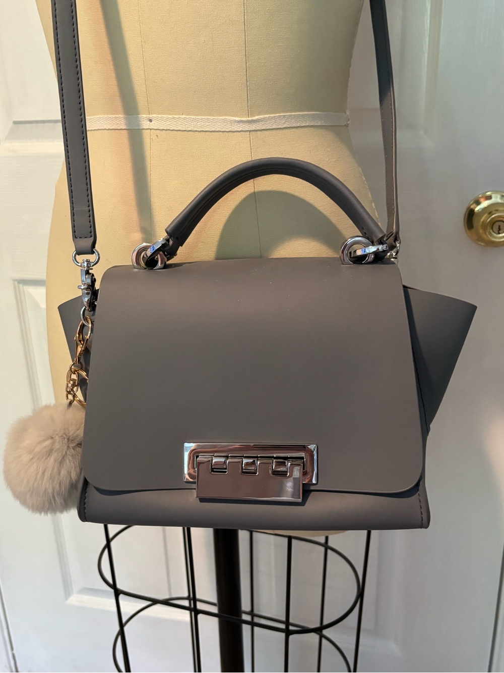 ZAC Zac Posen Grey Top-Handle Crossbody Bag